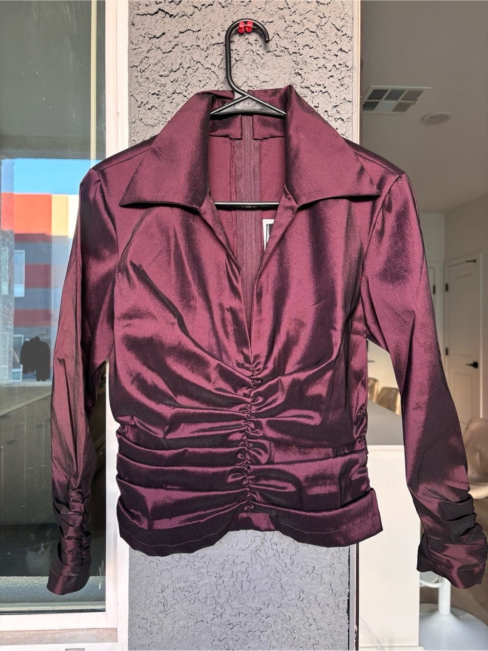 Tadashi Shoji goth emo dark taffeta blouse